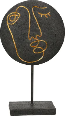 Produktbild von Gilde Standrelief, rund, "Lice", Gesichtsmotiv, Kunstharz, schwarz, VE 2, L. 10 cm, B. 19.5 cm, H. 35 cm 21504 4063387215043