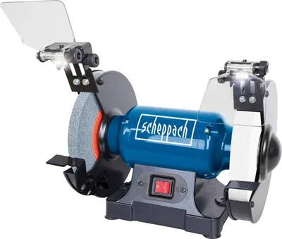 Zdjęcie produktu dla Szlifierka podwójna Scheppach SM200AL | Moc 500W | Regulowana osłona przeciwiskrowa | Tarcza szlifierska 200mm Ø | Tarcza do obróbki wykańczającej i zgrubnej