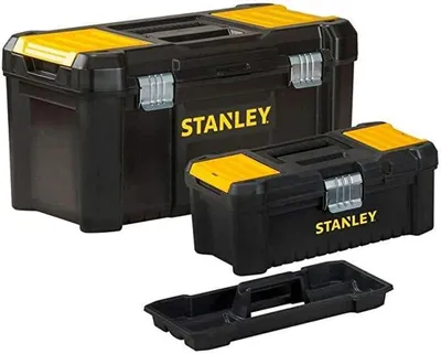 Werkzeugkoffer STANLEY ESSENTIAL Metall 19" + 12" Kunststoff gelb/schwarz