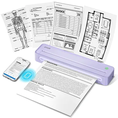 Tragbarer A4-Thermodrucker, 2600 mAh, Bluetooth & USB-C, 203 dpi