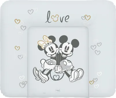 Produktbild von Ceba Baby Wickelauflage 85x72 cm - Weiche Wickelunterlage zum Wechseln von Windeln, mit Disney-Motiven - Robustes PVC, abwaschbar - Wickeltischauflage - Minnie & Mickey Grau