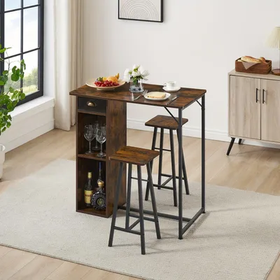 Immagine prodotto di Set da pranzo - Set da tavolo composto da 3 elementi - Tavolo da pranzo con sedie - Set da bistrot - Set tavolo da cucina