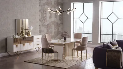 Zdjęcie produktu dla Design Esszimmer Komplett Esstisch + 6x Stühle+Sideboard Möbel Holztisch