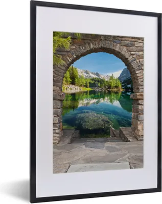 Produktbild von MuchoWow® Gerahmtes Poster Aussicht - Berg - Landschaft - Wasser 30x40 cm - Poster mit Schwarzem Bilderrahmen Wandposter Rahmen Foto Bilder - Wandposter Schlafzimmer
