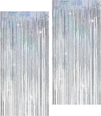 Produktbild von Glitzerlametta-Tapezierung - Hochglanz-Reflexionsverhauer - Weihnachtsdekoration - Schimmernd reflektierend - 2 Stück 1m x 2,5m - Silber