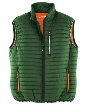 Produktbild von Terrax Workwear Herren Steppweste mit Stehkragen - Gesteppte Weste mit Reißverschluss in Forstgrün-Orange Größe 3XL