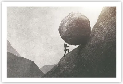 Produktbild von Poster - Poster ohne Rahmen - Sisyphus Arbeit Stein - 91,5x61 cm - Wand Bild - Wanddeko - Wandbilder - Kunstposter - Wandposter - Bilder - Kunstdruck - Wanddekoration - Wandbild - P2XAA91x61-5105