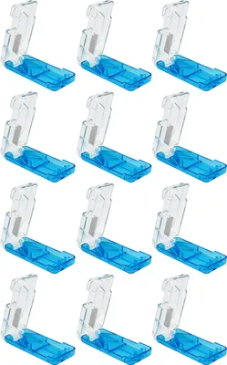 Produktbild von WELLGRO Tablettenschneider mit Metallklinge - Kunststoff - blau/transparent - 8 x 3,8 x 1,7 cm (LxBxH) - Menge wählbar, Stückzahl:12 Stück