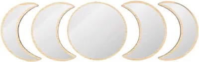 Produktbild von Wandspiegel "Maanfase" – Set aus 5 – Halbmondspiegel – Boho-Wanddekoration – Skandinavisch