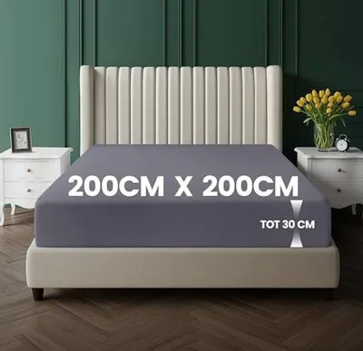 Produktbild von Matratze 200x200 cm - 30 cm Höhenanpassung - Grau -   - Weiches Mikrofasertop - Waschbar