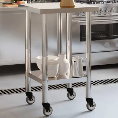 Produktbild von CLORIS Küchen-Arbeitstisch mit Rollen 55x55x85 cm Edelstahl - Küchenarbeitstische LL0000256252