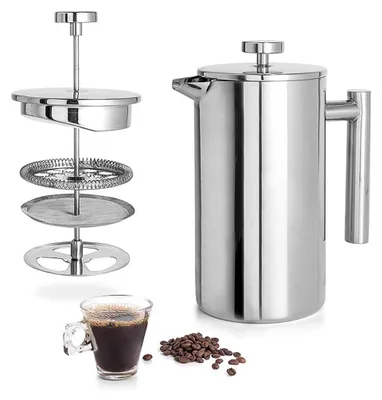 Produktbild von Handpresso - Press Edelstahl | Kaffeepresse Kaffeebereiter| Kaffeekanne Press für Camping - 350ML(1-2 Tassen)