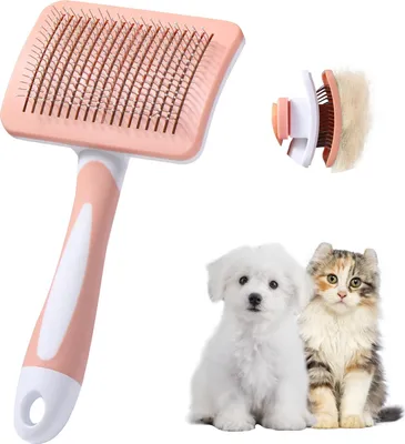 Productafbeelding van Vinabo zelfreinigende borstel voor honden, geschikt voor zowel korte als lange vacht, dierenharenborstel