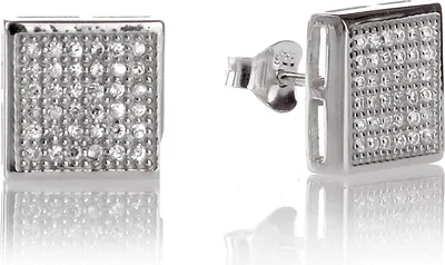Produktbild von Elegante Ohrstecker Silber 925 Rohdiniert Mit Zirkonia Steine CE17.10mm-Damenschmuck