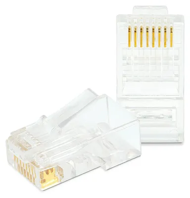 Produktbild von RJ45-Durchgangsstecker – Cat6 FTP – 8P8C – Vergoldete Kontakte – Netzwerkstecker – 100 Stück [05232D], KI-generiertes Bild