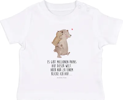 Produktbild von Mr. & Mrs. Panda Babyshirt Papa Bär 0. - 6. Monat - Weiß - Geschenk, Vater, Muttertag, Papi, Baby T-Shirt, Geburtstag, , Kleinkind, Öko, Vatertag, Kinder Oberteil