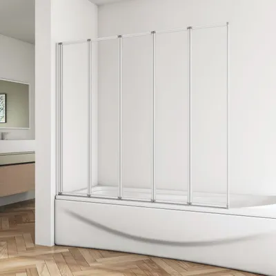 Produktbild von 120x140cm Badewannenaufsatz Faltwand Duschwand Duschabtrennung 5-teilig Trennwand