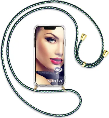 Produktbild von Handykette Backcover-Schutzhülle mit Band (Metall goldfarben) für Xiaomi Xiaomi Redmi Note 14 Pro 4G - grün/blau/weiß