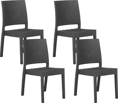 Obrázek produktu pro BELIANI Sada 4 zahradní jídelní židle šedá syntetický materiál skládací venkovní minimalistický