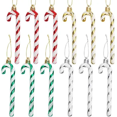 Zuckerstangen-Ornamente, 24 Stück, 4 Farben, Kunststoff, Weihnachtsbaum