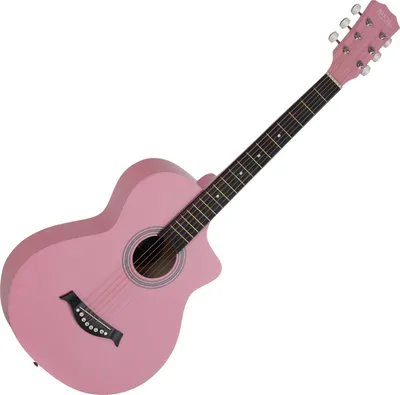 Zdjęcie produktu dla Kompaktowa gitara akustyczna, kolor różowy, idealna dla początkujących