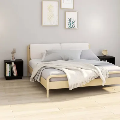 Obrázok produktu pre Maison Exclusive - Nočné stolíky 2 ks. Čierne 40x30x40 cm Masívne drevo Borovica