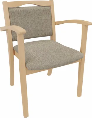 Produktbild von Seniorenstuhl Alexander mit Armlehnen – Komfortabler Pflegestuhl – 52cm Sitzhöhe.Stoffbezug:Stoff Kariba Beige,Bodengleiter:Kunststoff Weiss