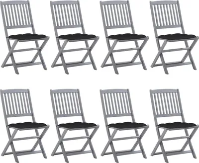 Produktbild von BESTE 2022© Outdoor-Stuhl Stilvollen mit robustem ,Klappbare 8er Set Gartenstühle mit Kissen Massivholz Akazie Relaxsessel Armlehnstuhl mit Premium & schlichten Design *HOM