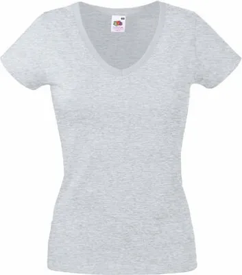 Produktbild von Fruit of the Loom - Lady-Fit Valueweight V-Neck T - Heather Grey - L