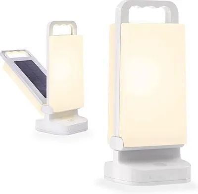 Zdjęcie produktu dla Lampa kempingowa zasilana energią słoneczną z regulowaną jasnością, akumulator 4400 mAh, 80 godzin pracy, wodoodporność IPX4, oświetlenie LED do kempingu, wędkowania i wędrówek.