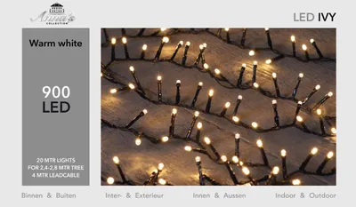 Productafbeelding van Led ivy 900l/20m warmwit 4m aanloopsnoer zwart/ip44 Anna's collection