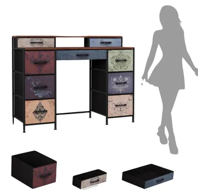 Produktbild von Schminktisch, Multifunktionale Kommode, Vintage-Design, 9 Schubladen ohne LED