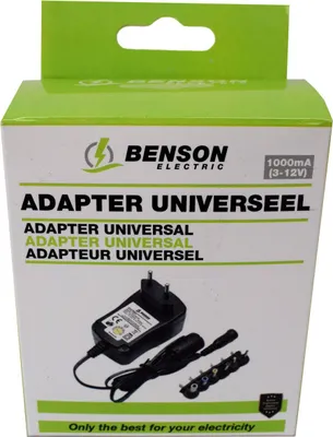 Productafbeelding van Universele adapter, 220V, DC-voeding, oplader voor 3V, 4,5V, 5V, 6V, 7,5V, 9V, 12V, 1000mA