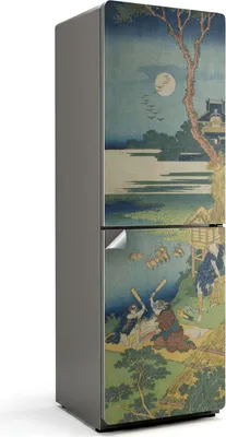 Obrázok produktu pre Japonský drevorez - Nálepka na chladničku - Nálepka na chladničku - Dekorácia na chladničku - Samolepiaca fólia na chladničku - Dekorácia do kuchyne - 60x180 cm