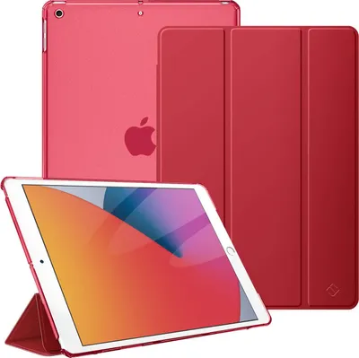 Produktbild von Fintie Hülle für iPad 10.2 Zoll (9. / 8. / 7. Generation, Modell 2021/2020/ 2019) - Ultradünn Schutzhülle mit transparenter Rückseite Abdeckung Cover mit Auto Schlaf/Wach, Rot