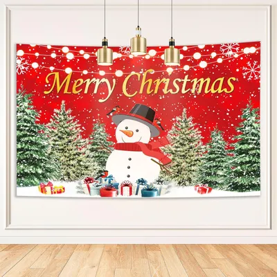 Image de Bannière de Noël, 180 x 110 cm, rouge, avec l'inscription "Joyeux Noël", idéale pour une décoration intérieure et extérieure
