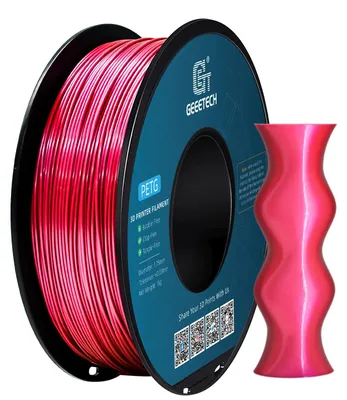 Produktbild von PETG Filament - 1,75 mm FDM 3D-Druckerfilament - 1 kg Spule - 343 m Länge - Metallischer Glanz - Vakuumverpackt - Metallic Pink
