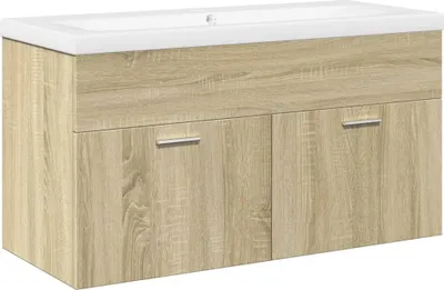 Image de vidaXL Armoire sous lavabo avec vasque encastrée Chêne Sonoma