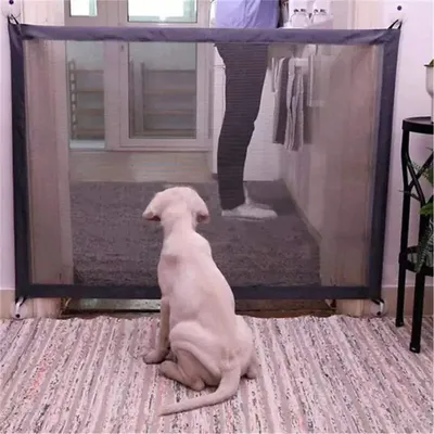 Produktbild von Türschutzgitter Treppenschutzgitter Absperrgitter Abschließbar Hundeschutzgitter Hundenetz für Hunde & Katzen 180cm x 72cm Schwarz