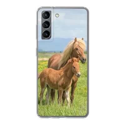 Produktbild von MuchoWow® Handyhülle Schutzhülle Hülle für Samsung Galaxy S21 Pferde - Fohlen - Gebirge Silikon Softcase Handy Hülle - Softcase