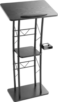 Productafbeelding van Podiumstandaard 47, gebogen metalen lezingpulpit met opbergplank, geschikt voor klaslokalen, bruiloften