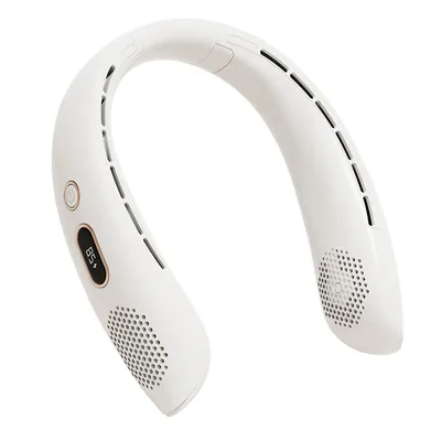 Imagen del producto de Ventilador de cuello portátil y recargable por USB, diseño innovador, 4000mA, color blanco