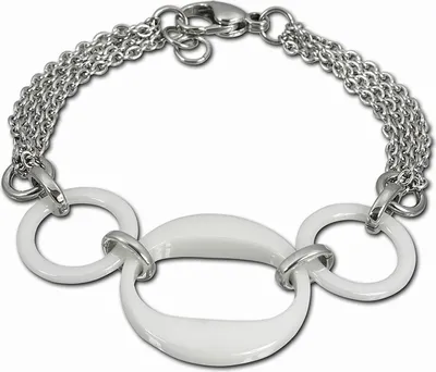 Produktbild von Amello Armband Edelstahl Keramik 3 Ringe silber weiß Damen Schmuck ESAX05W