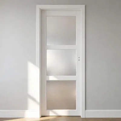 Immagine prodotto di Porta vetrata Block Kenya rivestita di bianco 83 Larghezza Spingitore sinistro