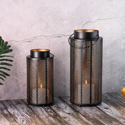 Produktbild von Marrakesch 2er Set Gartenwindlicht Windlicht 33 cm und 25 cm | Windlichter für Draußen Arvid groß modern als Gartendeko
