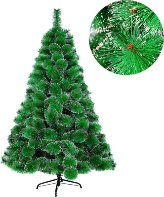 Productafbeelding van XMTECH Kunstkerstboom, 240 cm, met sneeuw en metalen voet, kerstdecoratie, kerstboom, PVC, groen