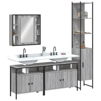 Produktbild von 4-tlg. Badmöbel-Set Grau Sonoma Holzwerkstoff