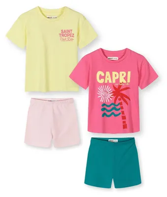 Minoti Set mit Shorts Rosa für Mädchen, Vorderansicht
