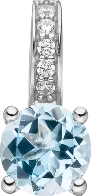 Produktbild von JOBO Anhänger 925 Sterling Silber 5 Zirkonia 1 Blautopas hellblau blau