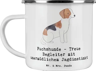 Produktbild von Mr. & Mrs. Panda Teetasse Fuchshunde Treue - Weiß - Geschenk, Hunderassen, Beschreibung, Campingbecher, Teebecher, Entschlossenheit, becher emaille, Pott, Hunderasse